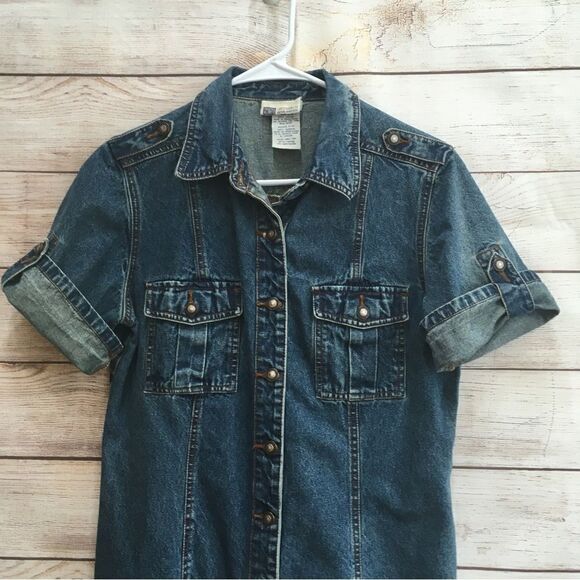 FADED GLORY DENIM BUTTON FRONT DRESS - Picture 2 of 5